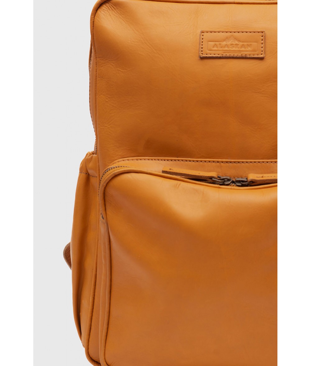 Kallis Brown Leather Laptop Backpack Alaskan Leather Company